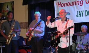 Pete Otis addresses the audience at Songtown’s Honouring Our Own concert for Jay Douglas on May 29 -17