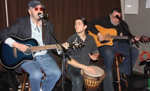 Glen Hornblast [left] wth Tony Quarrington [right] and some percussion help @ Swan in April -Gary 17