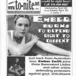 to-nite #254, Wed April 24-Tues April 30, 2022 -Ember Swift Cover -'Ember burns to defend right to dissent'