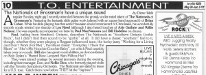 Excerpt from to-nite #209, May 30-June 05, 2001, Page 10, 'The Nationals at Grossman's have a unique sound' -by Diane Wells