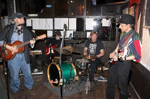 Glen Hornblast [left] and his Queen St. Cowboys ensemble had a stellar night at Linsmore Tavern in April -17